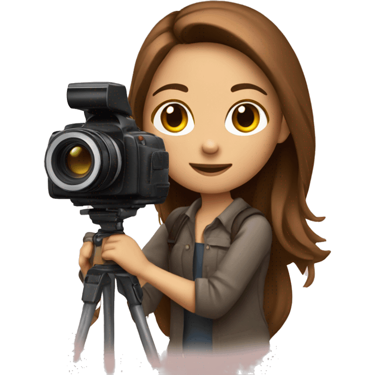 Photographer with camera brown hair girl emoji