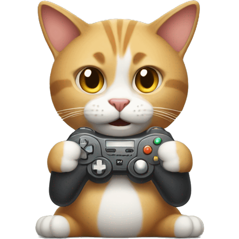 Crazy cat playing video games emoji