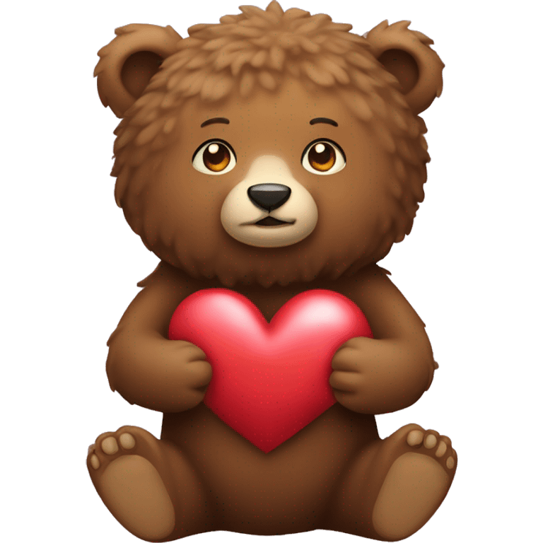 bear with an afro holding a heart emoji