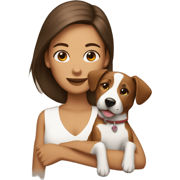 woman with brown and white dog emoji