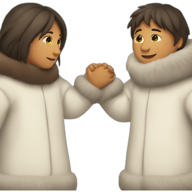 Chukchi and Eskimo holding hands emoji