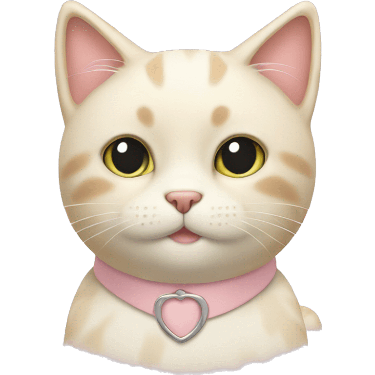 cream cat with light pink collar sitting emoji