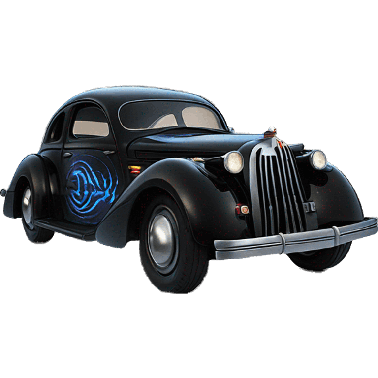 Darth Vader’s armored 1936 Cord 810/812 black with holographic horizontal flames  emoji