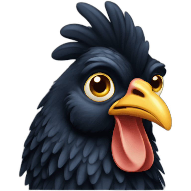 Huge black hen emoji