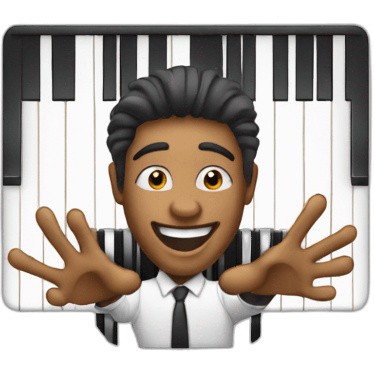 happy pianist with the piano keys in front of him emoji