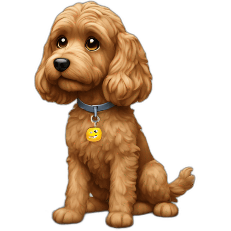 Cockapoo working with computer emoji