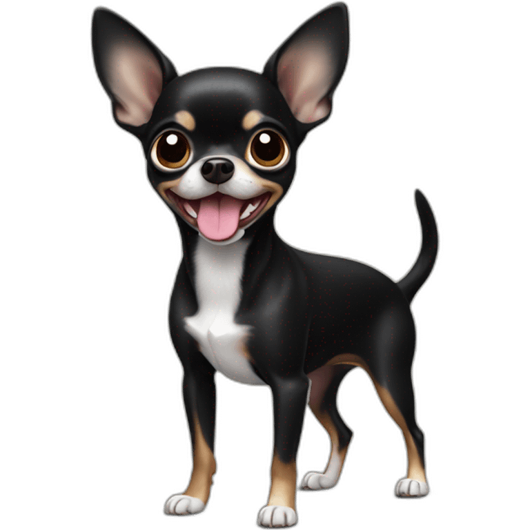 black chihuahua with white breast shows tongue emoji