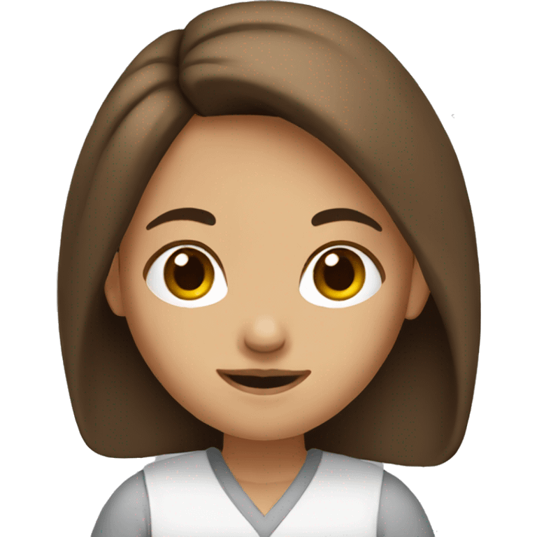 Girl with brown hair writing  emoji