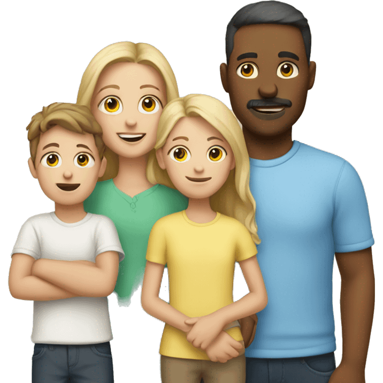 white Family with 3 kids : 1 girl and 2 boys emoji