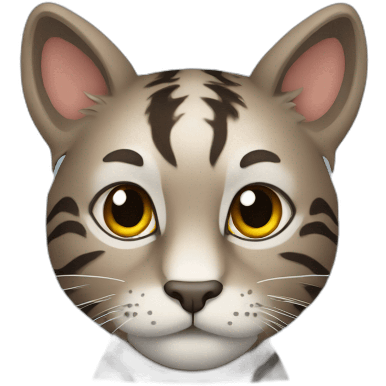 fluffy brown / grey tiger cat emoji