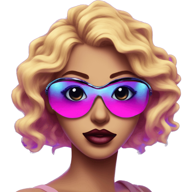 Synthwave prank in hacker style, oil paint, epic eyes, intricate lips, exquisite pose, beautiful, desirable, logical emoji