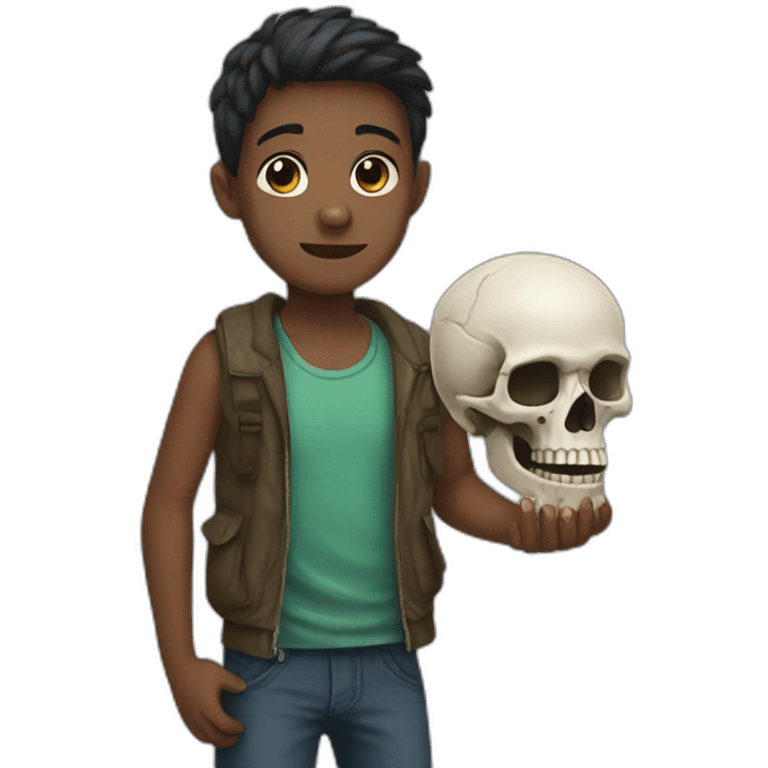 Boy with the skull in his hand emoji