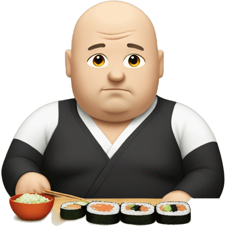 Fat bald guy eating sushi  emoji