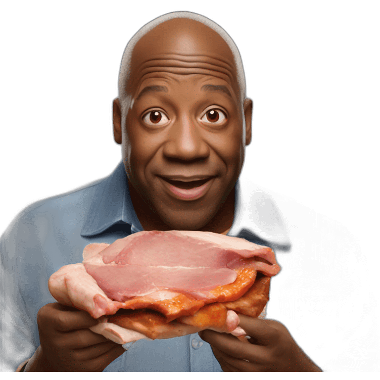 Dave Benson Phillips eating pork emoji