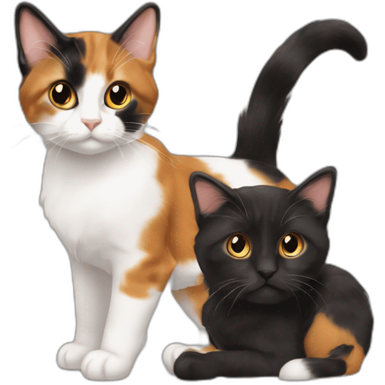 Two calico one big one tiny emoji