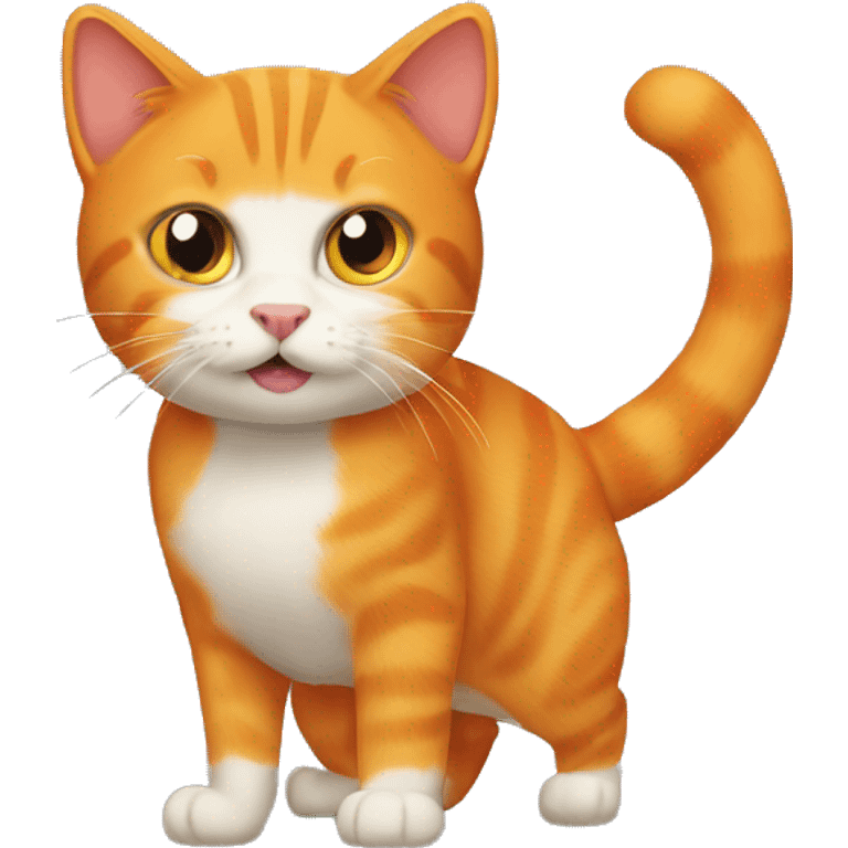 Orange cat turning into orange chicken emoji