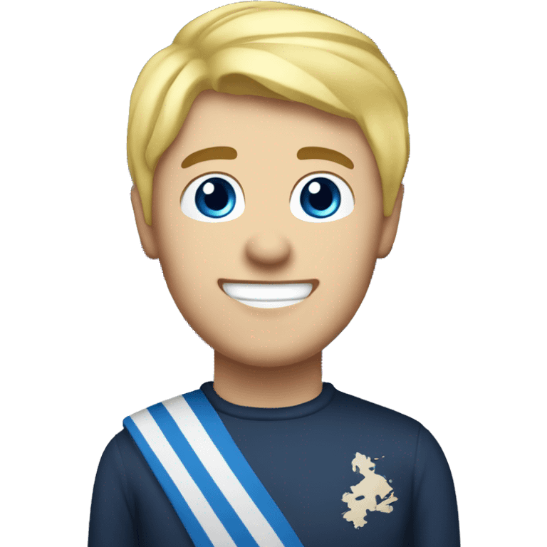 Male with blonde hair and blue eyes waving hand smiling with a Scotland flag 🏴󠁧󠁢󠁳󠁣󠁴󠁿  emoji