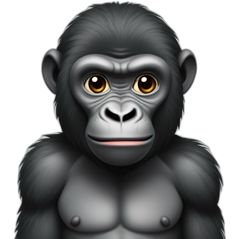 young gorilla with light grey face and dark fur emoji