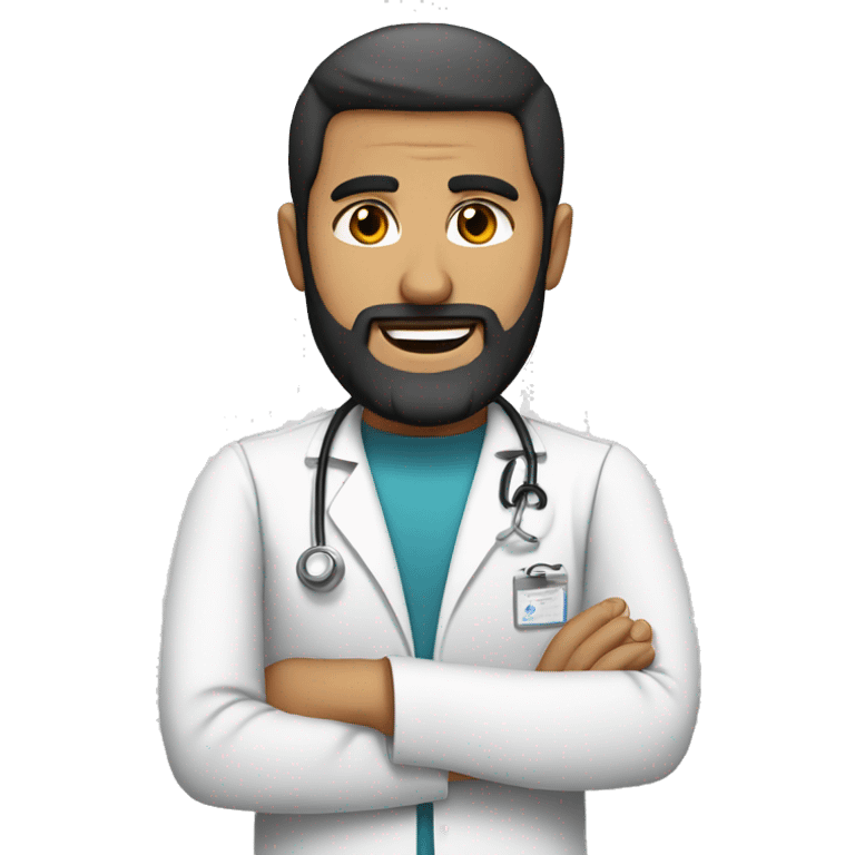 Arab man with beard, fair skin, doctor outfitt emoji