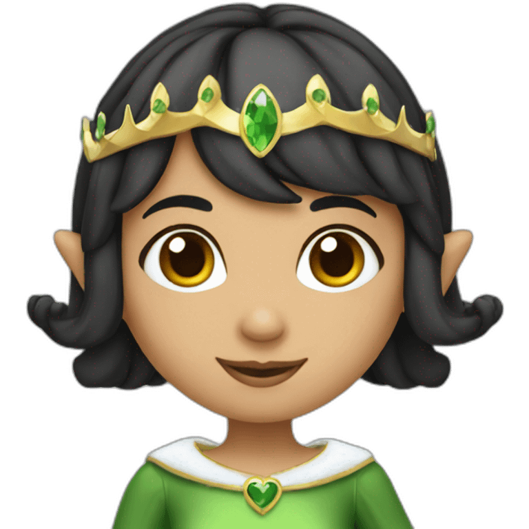 Black haired Elf girl with tiara and bob haircut emoji