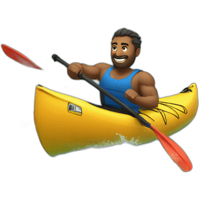 Strong man kayaking lake emoji