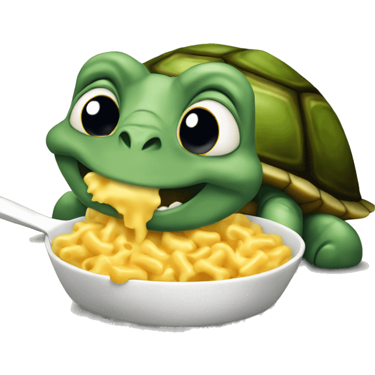 Evil turtle eating Mac and cheese emoji