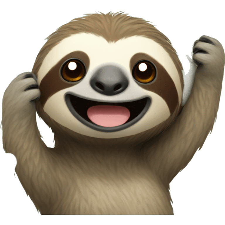 sloth with happy face saying hello emoji