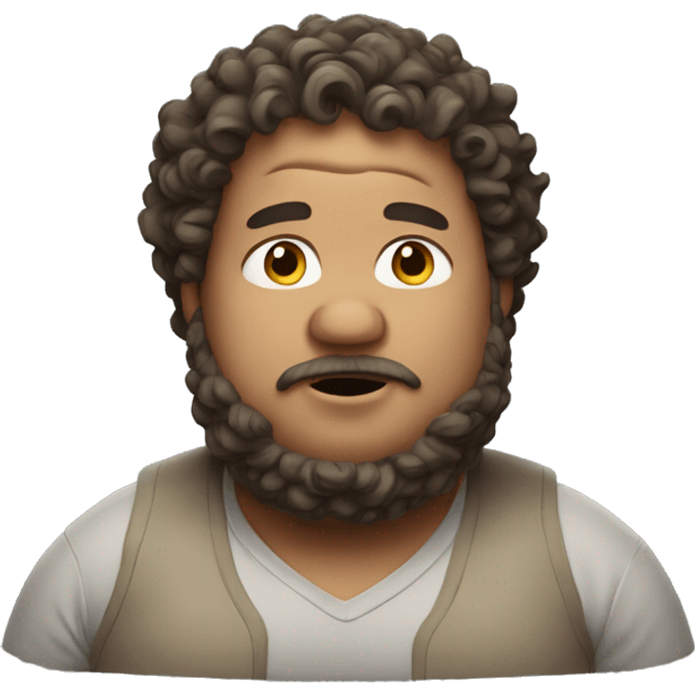 fat man has curly hair emoji