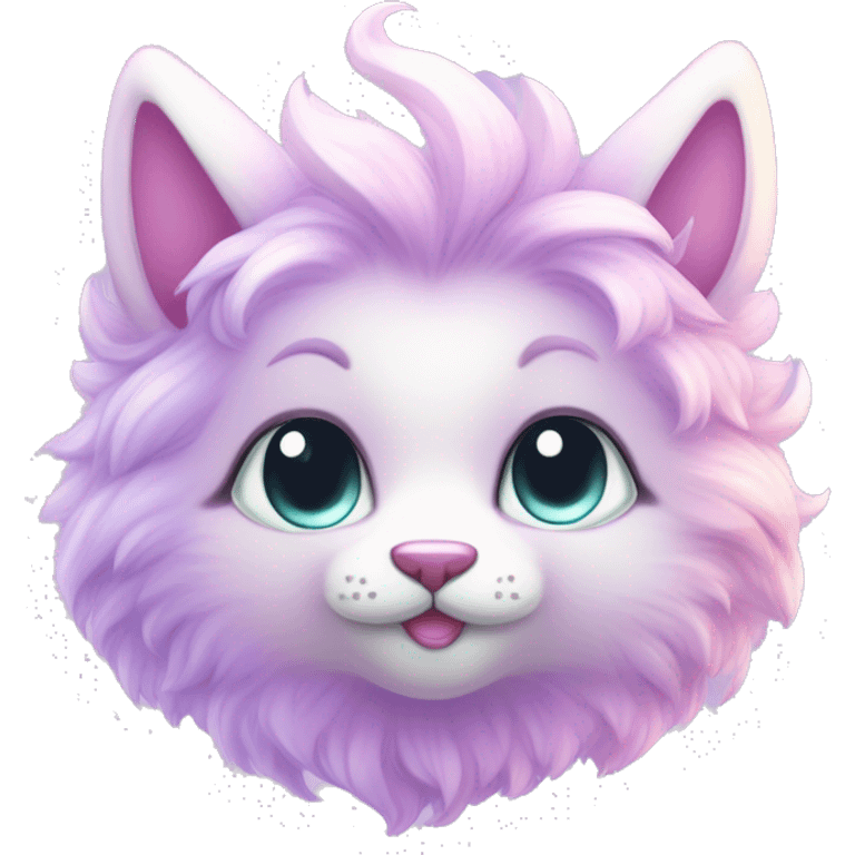 Kawaii cute gorgeous colorful sparkly bright light pastel lilac-pink-white-gradient fantasy ethereal fursona animal creature emoji