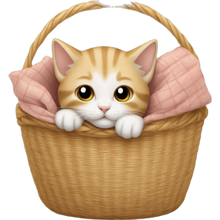 Kitten curled up in a basket emoji