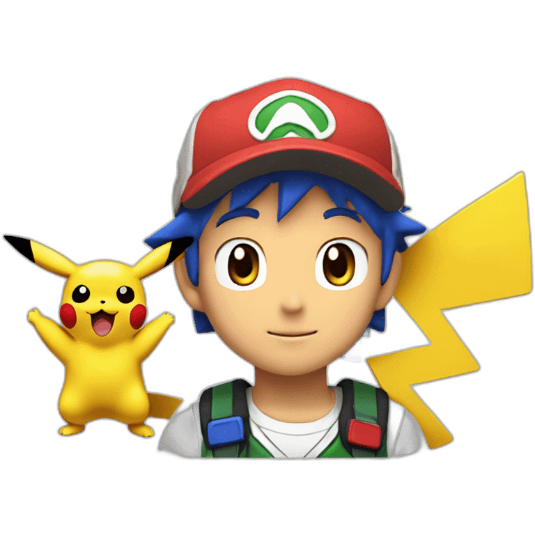 ash ketchum with pikachu on his shoulder emoji