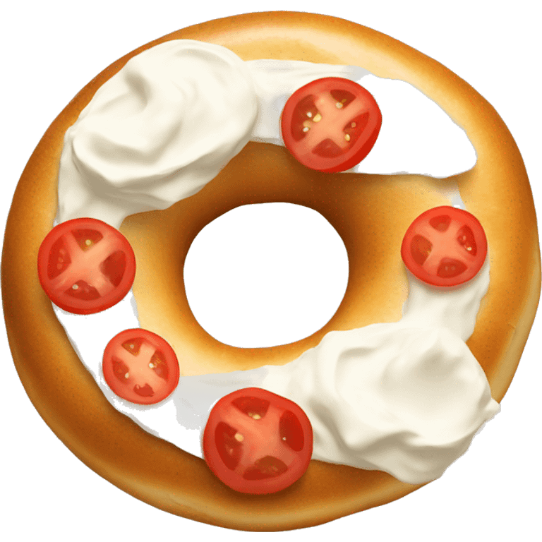 Bagel with cream cheese and tomato emoji