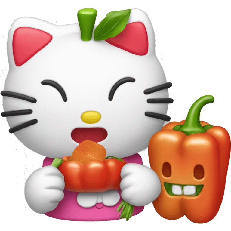 hello kitty eating bell peppers emoji