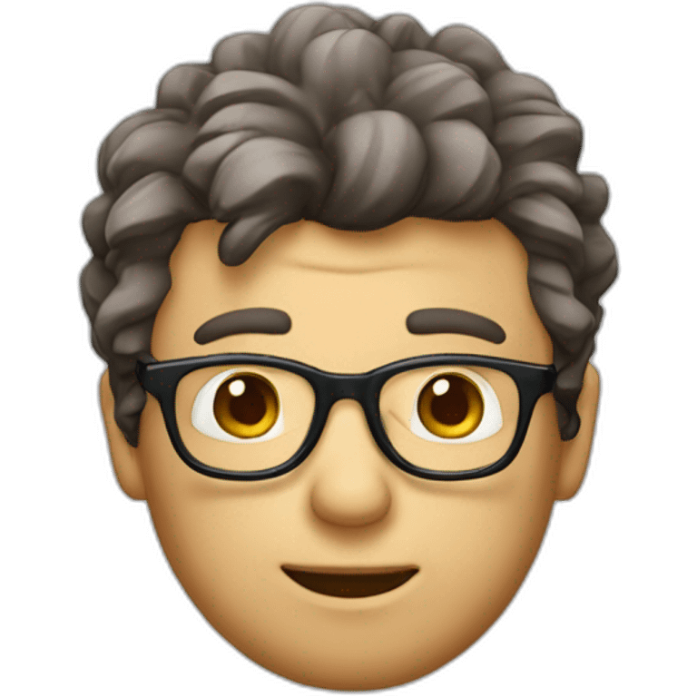 homme cheveux boulés et avec des lunettes emoji