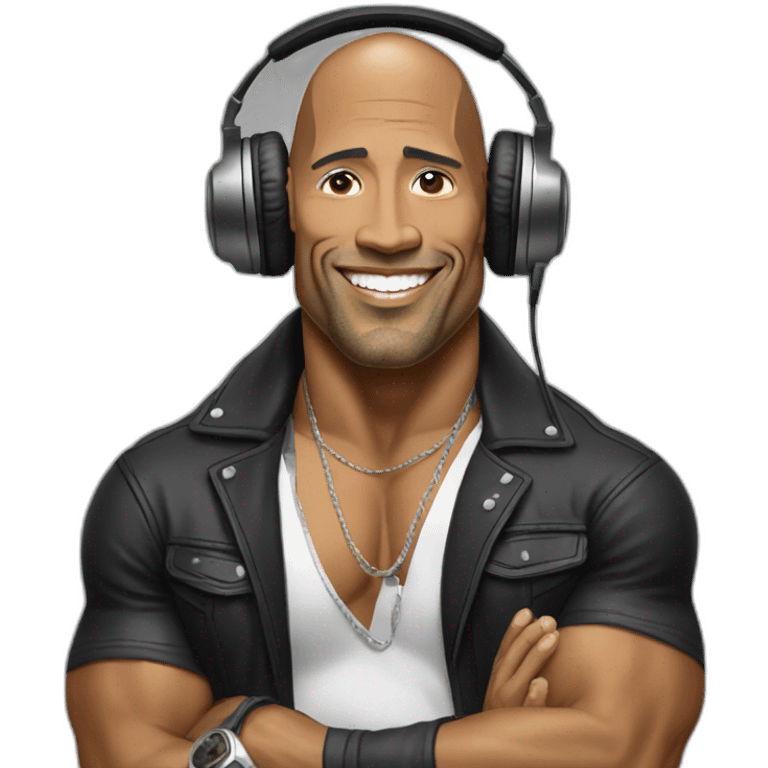 the rock as a DJ emoji