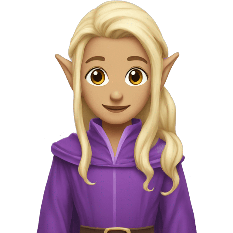 Elf with Elf ears and blonde hair and purple robes emoji