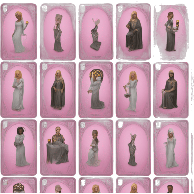 Pink and grey tarot cards emoji