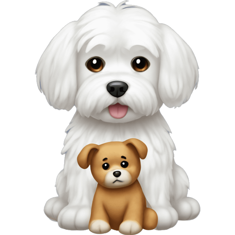 Male Maltese dog with a bear plushie  emoji