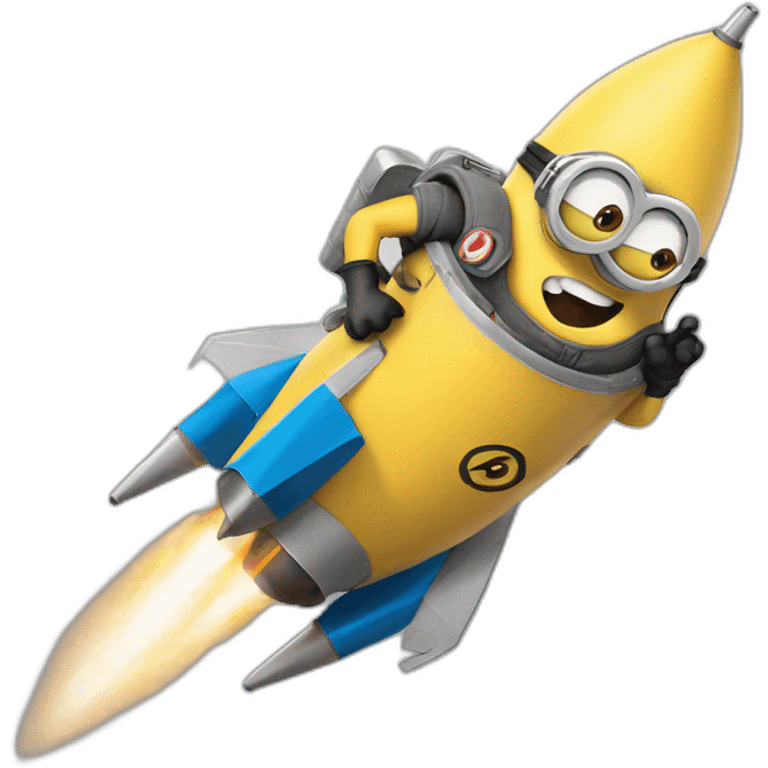 minion riding on a rocket laughs loudly emoji