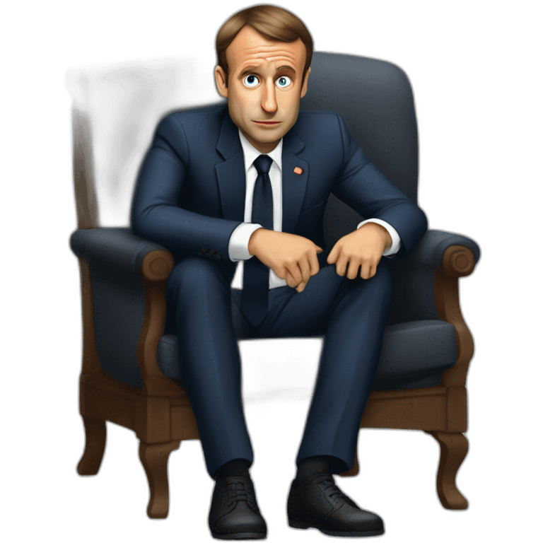 Emmanuel macron crying full body sitting emoji