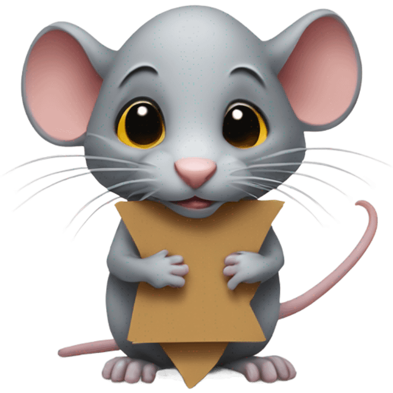 RAT, looks to the right side, holds a sign emoji