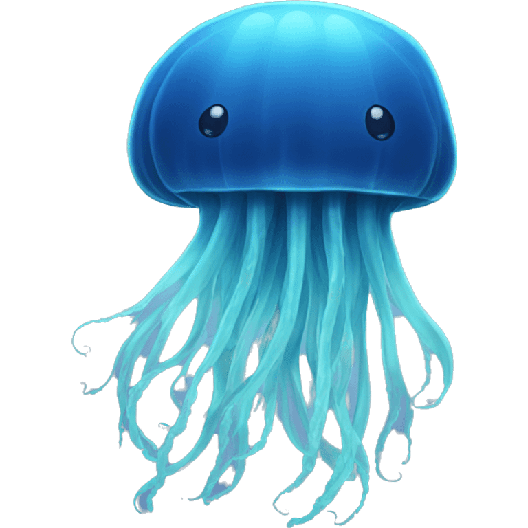 Jellyfish with no face and long tentacles blue emoji