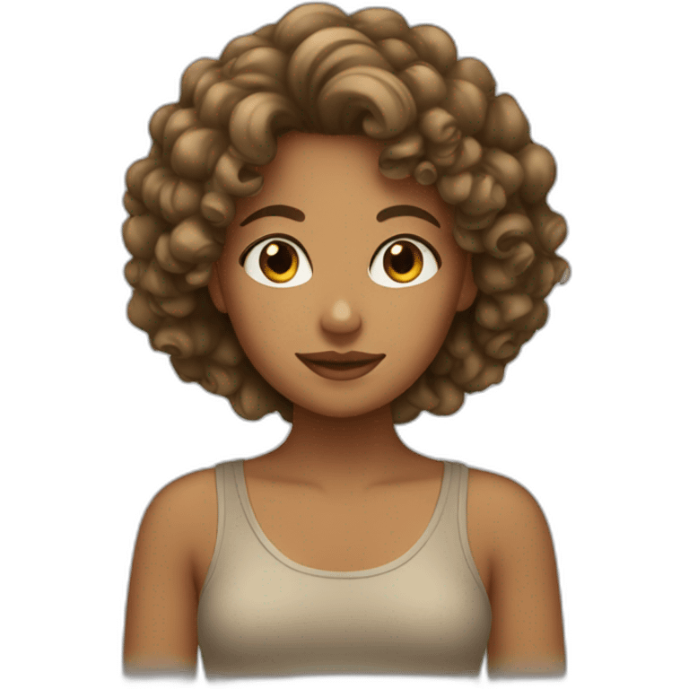 Tan girl with curly hair  emoji