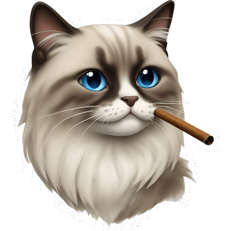 Ragdoll cat smoking cigar emoji