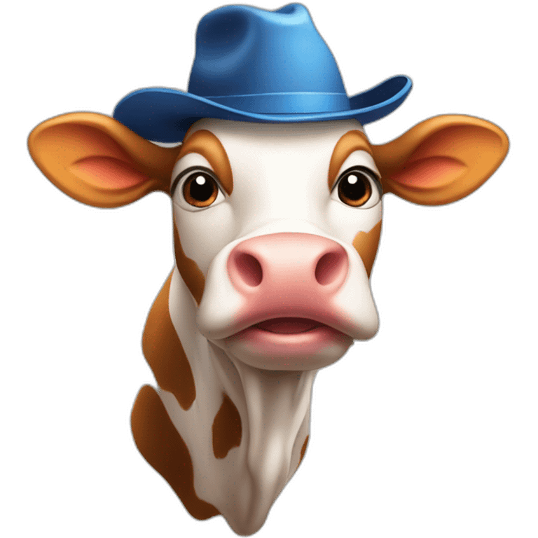 Cow with hat and Earthworm emoji