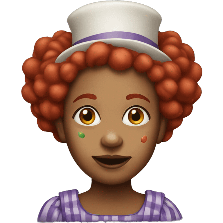 brown woman clown emoji with redhair emoji