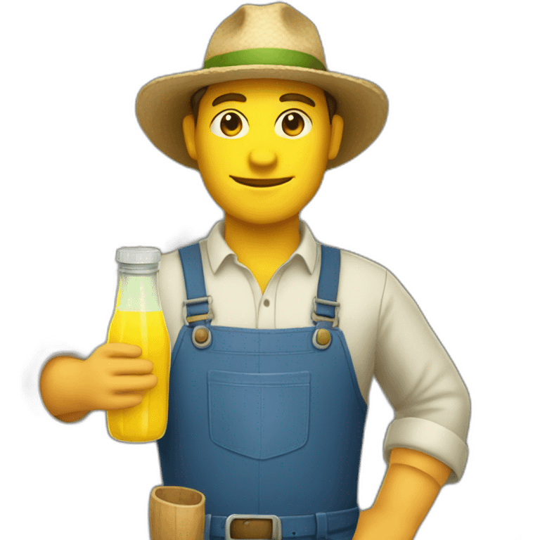 farmer with hat and yellow juice bottle emoji