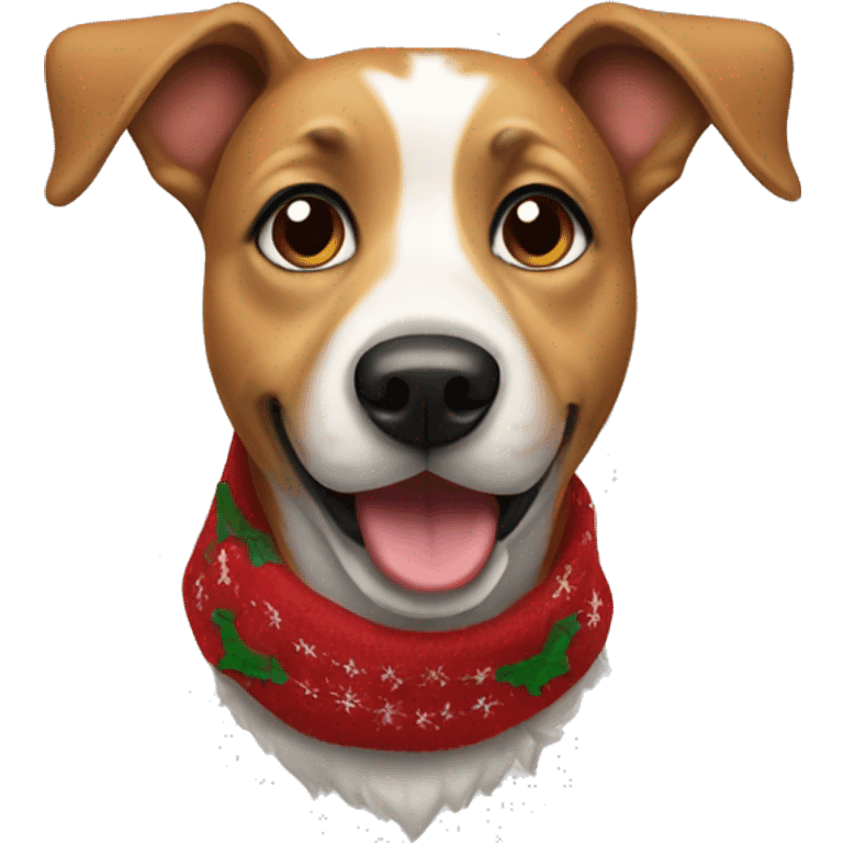 Dog wearing a Christmas scarf emoji