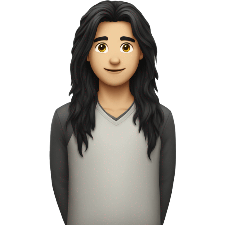 Long black hair boy emoji