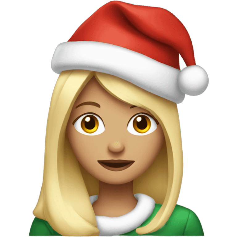 Blonde girl with Christmas hat emoji